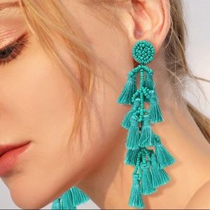Anita Turquoise Layered Tassel Earrings!